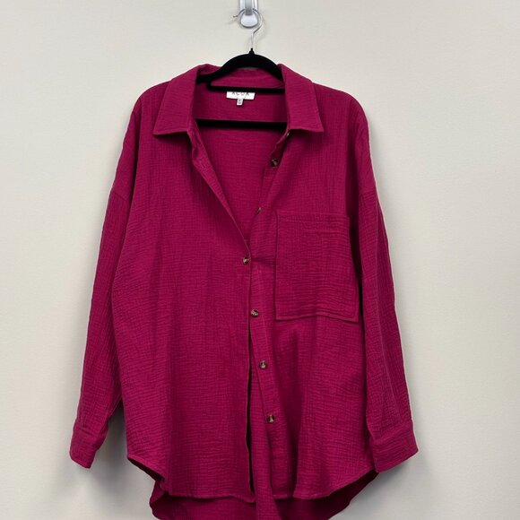 Acoa Fuchsia Pink Blouse | Size M/L | 100% Cotton - Picture 1 of 5